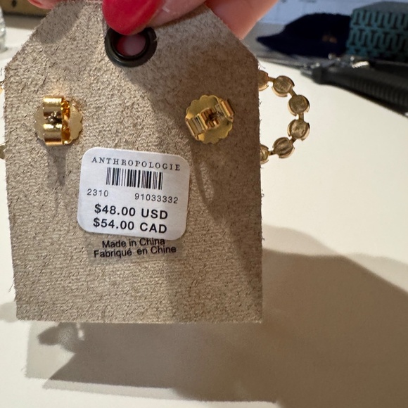 NWT ANTHROPOLOGIE RHINESTONE BOW EARRINGS/ GOLD - Picture 3 of 3